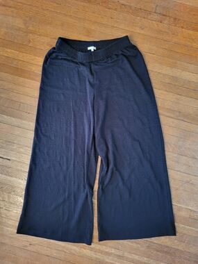 Z Supply Black Elastic Waist Wide-Leg Pants